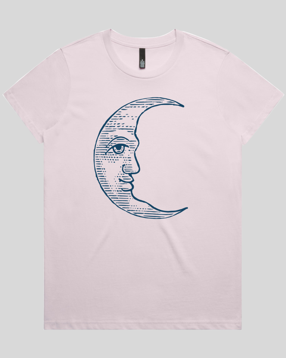 Vintage Crescent Moon Face Women's T-Shirt