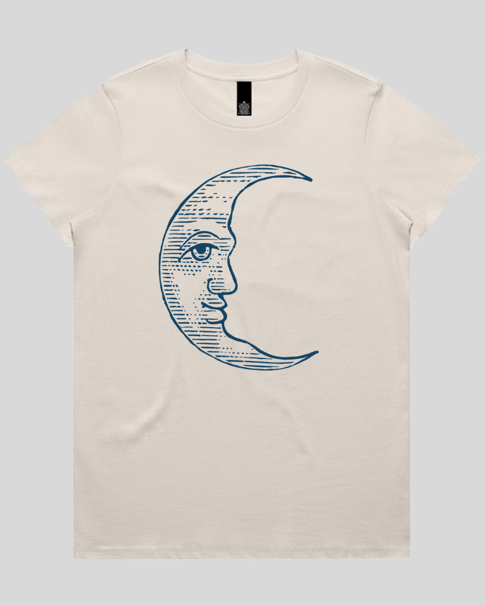 Vintage Crescent Moon Face Women's T-Shirt