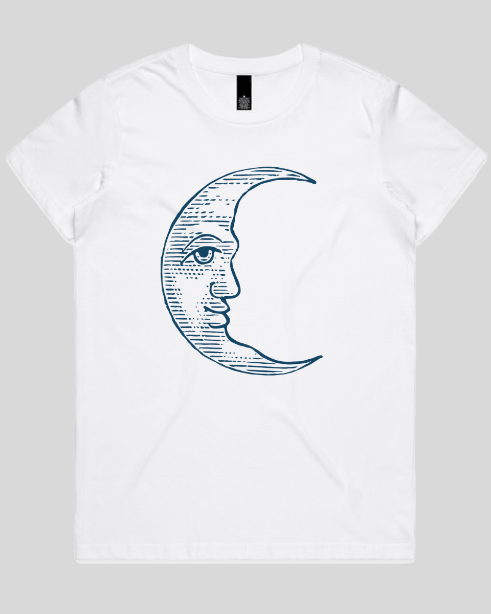 Vintage Crescent Moon Face Women's T-Shirt