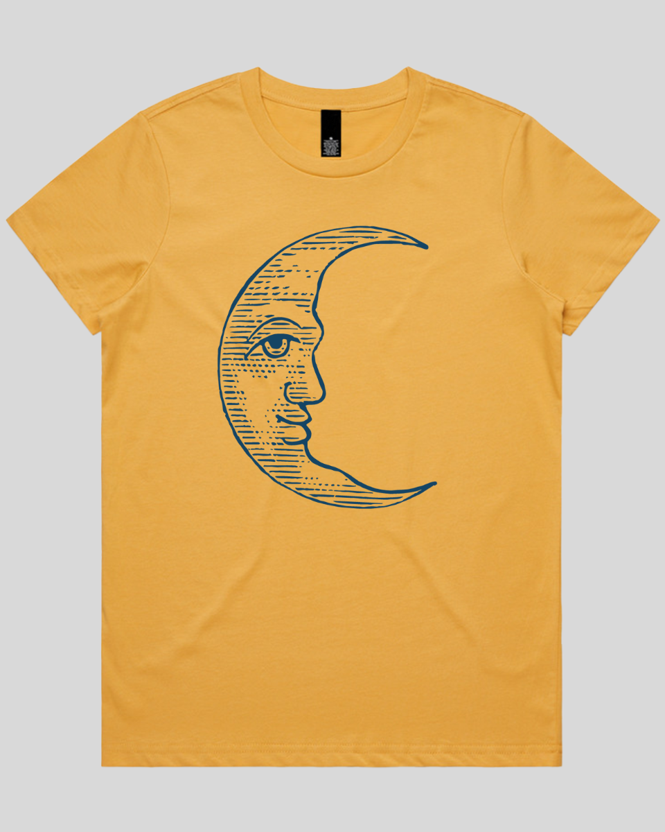 Vintage Crescent Moon Face Women's T-Shirt