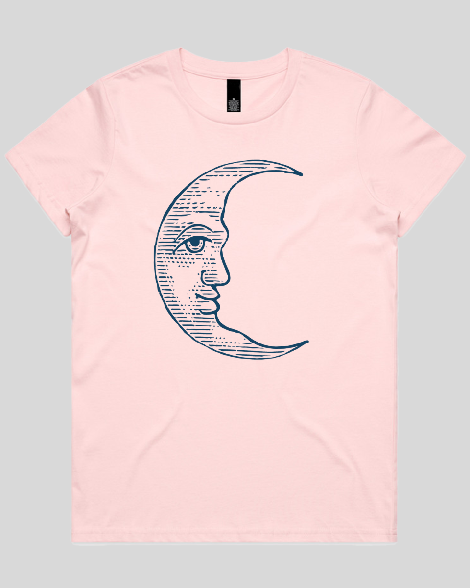 Vintage Crescent Moon Face Women's T-Shirt