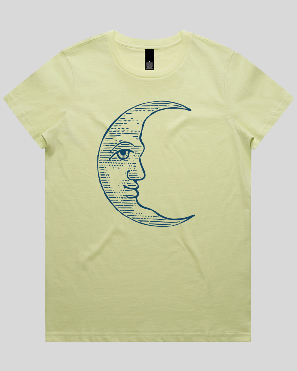 Vintage Crescent Moon Face Women's T-Shirt