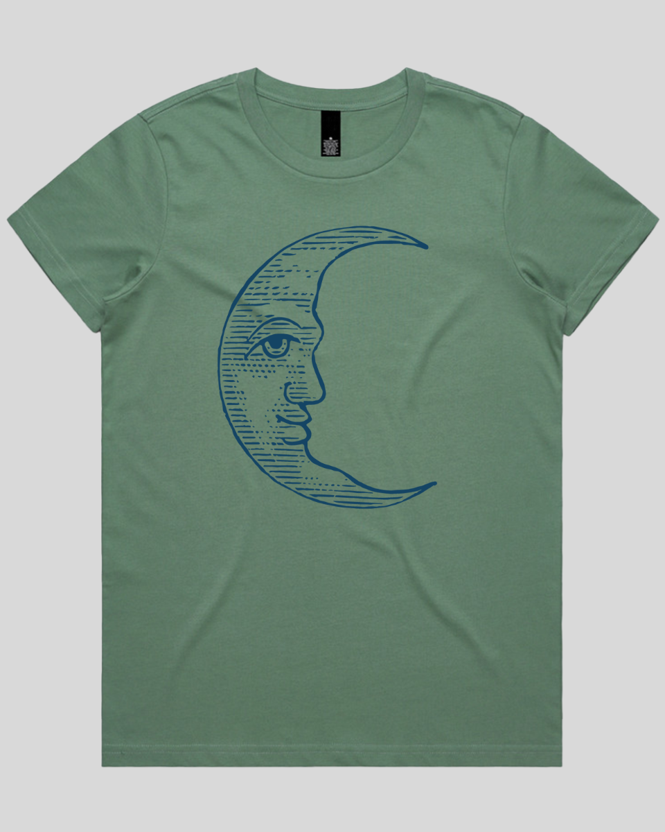 Vintage Crescent Moon Face Women's T-Shirt