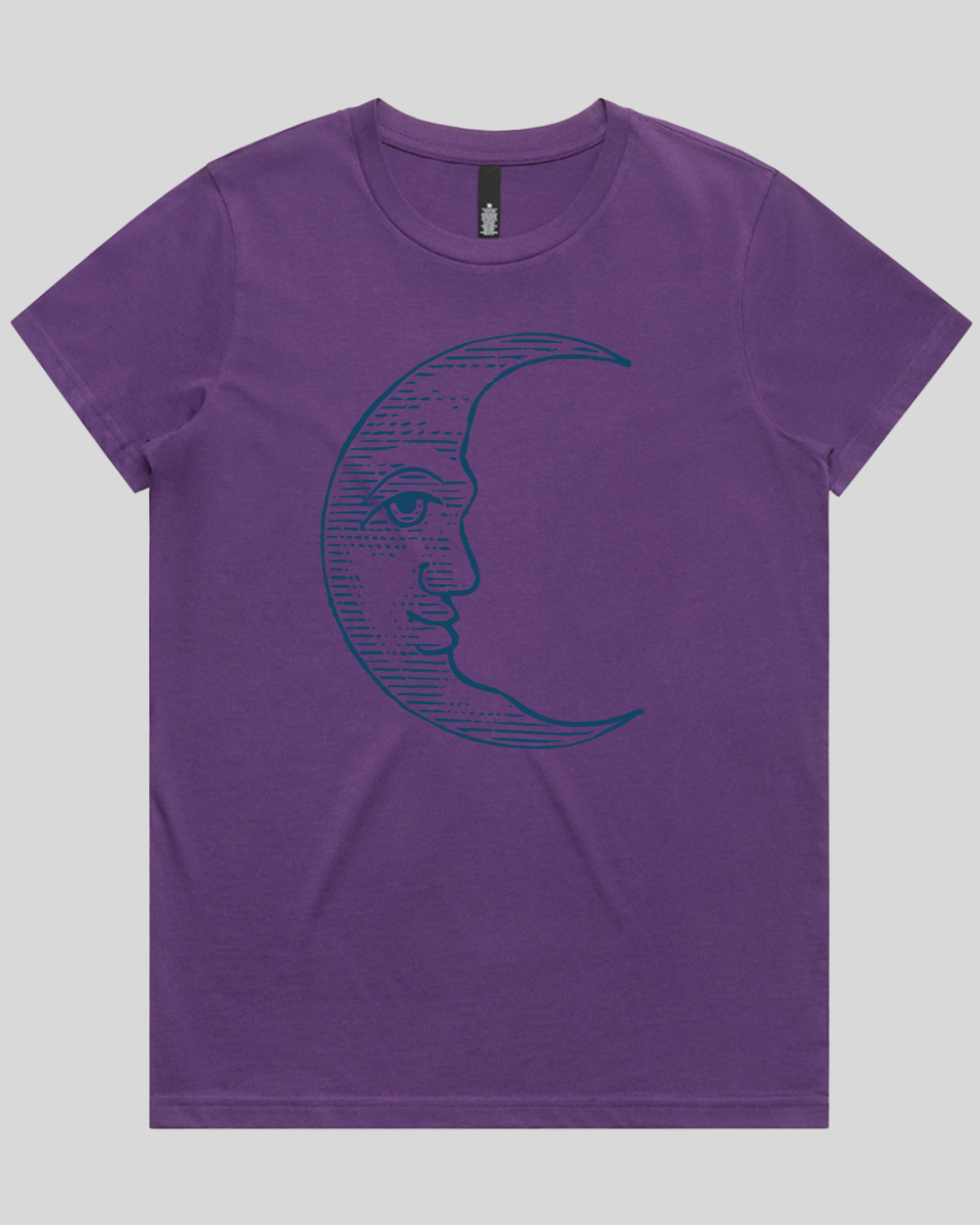 Vintage Crescent Moon Face Women's T-Shirt