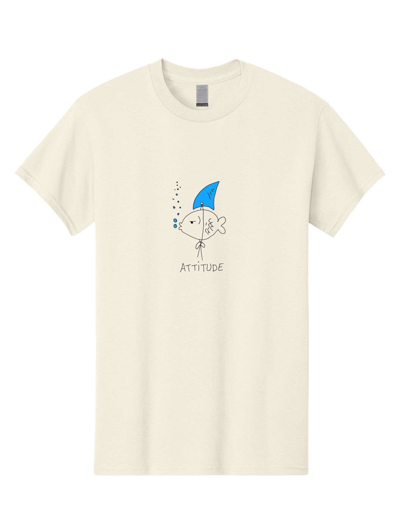 Attitude Men'S Graphic Tee, 100% Cotton, Comfortable Casual Summer Wear, Machine Washable, Split Personality Fish, Conflicting Emotions, Humorous Illustration, Cartoon Character, Positive And Negative Attitude, Comical Expression, - Aaa007