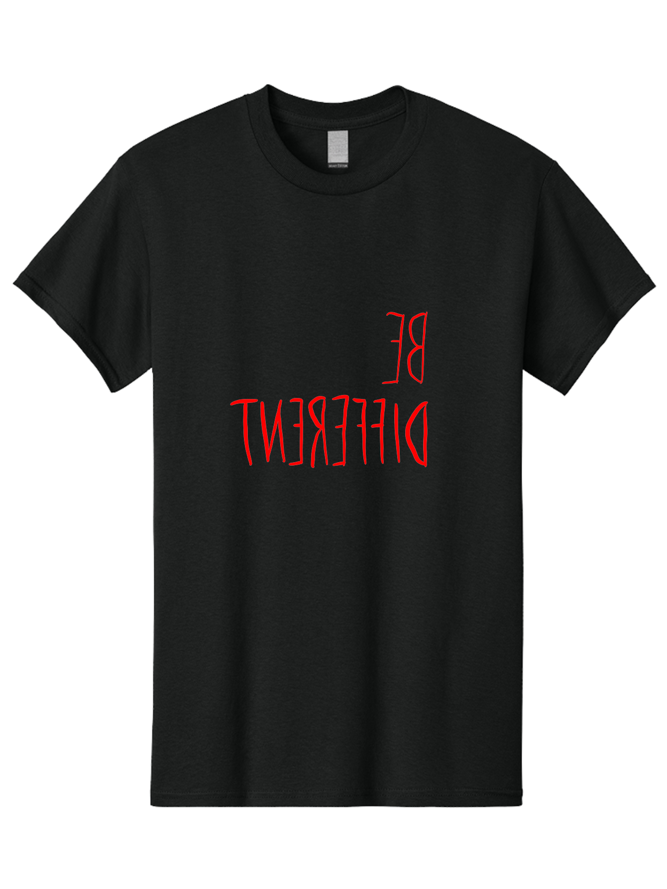 Be-Different Men'S Graphic Tee, 100% Cotton, Comfortable Casual Summer Wear, Machine Washable, Inspirational Quote, Motivational Text, Bold Font, Red Lettering, Quirky Typography, Self-Expression, Individuality, Unique Style, - Aaa009