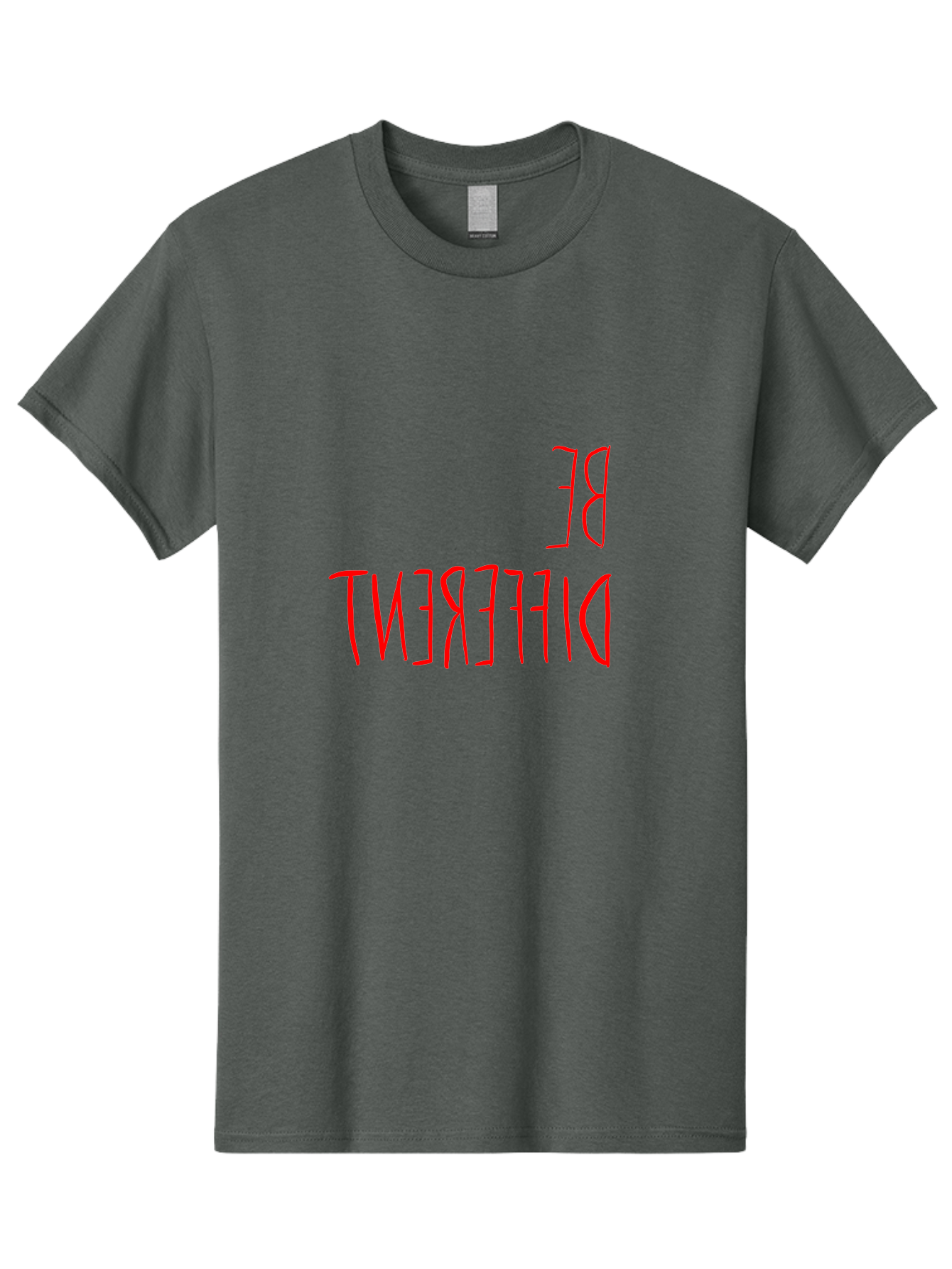 Be-Different Men'S Graphic Tee, 100% Cotton, Comfortable Casual Summer Wear, Machine Washable, Inspirational Quote, Motivational Text, Bold Font, Red Lettering, Quirky Typography, Self-Expression, Individuality, Unique Style, - Aaa009