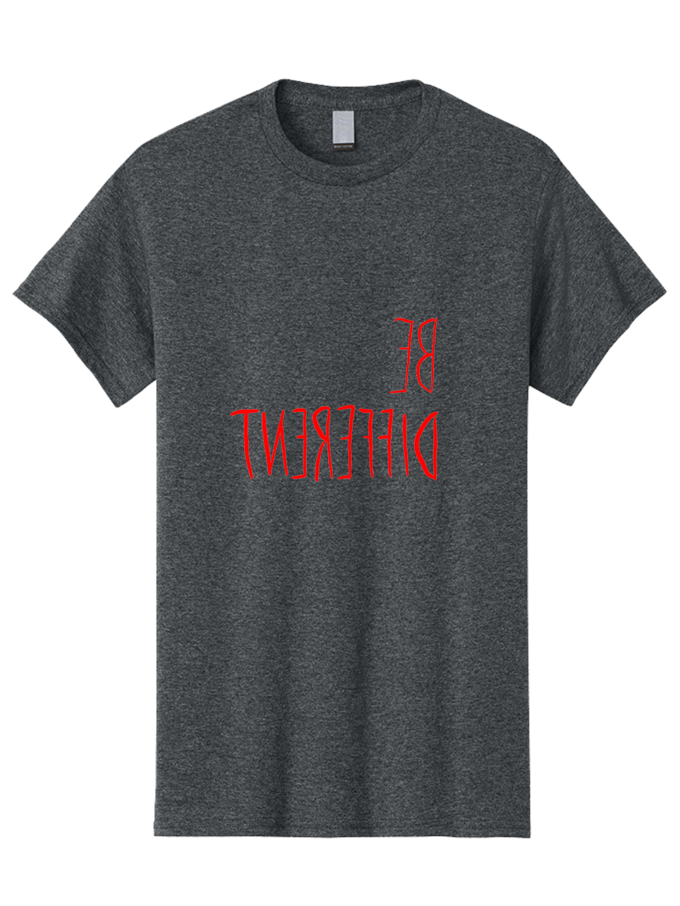 Be-Different Men'S Graphic Tee, 100% Cotton, Comfortable Casual Summer Wear, Machine Washable, Inspirational Quote, Motivational Text, Bold Font, Red Lettering, Quirky Typography, Self-Expression, Individuality, Unique Style, - Aaa009