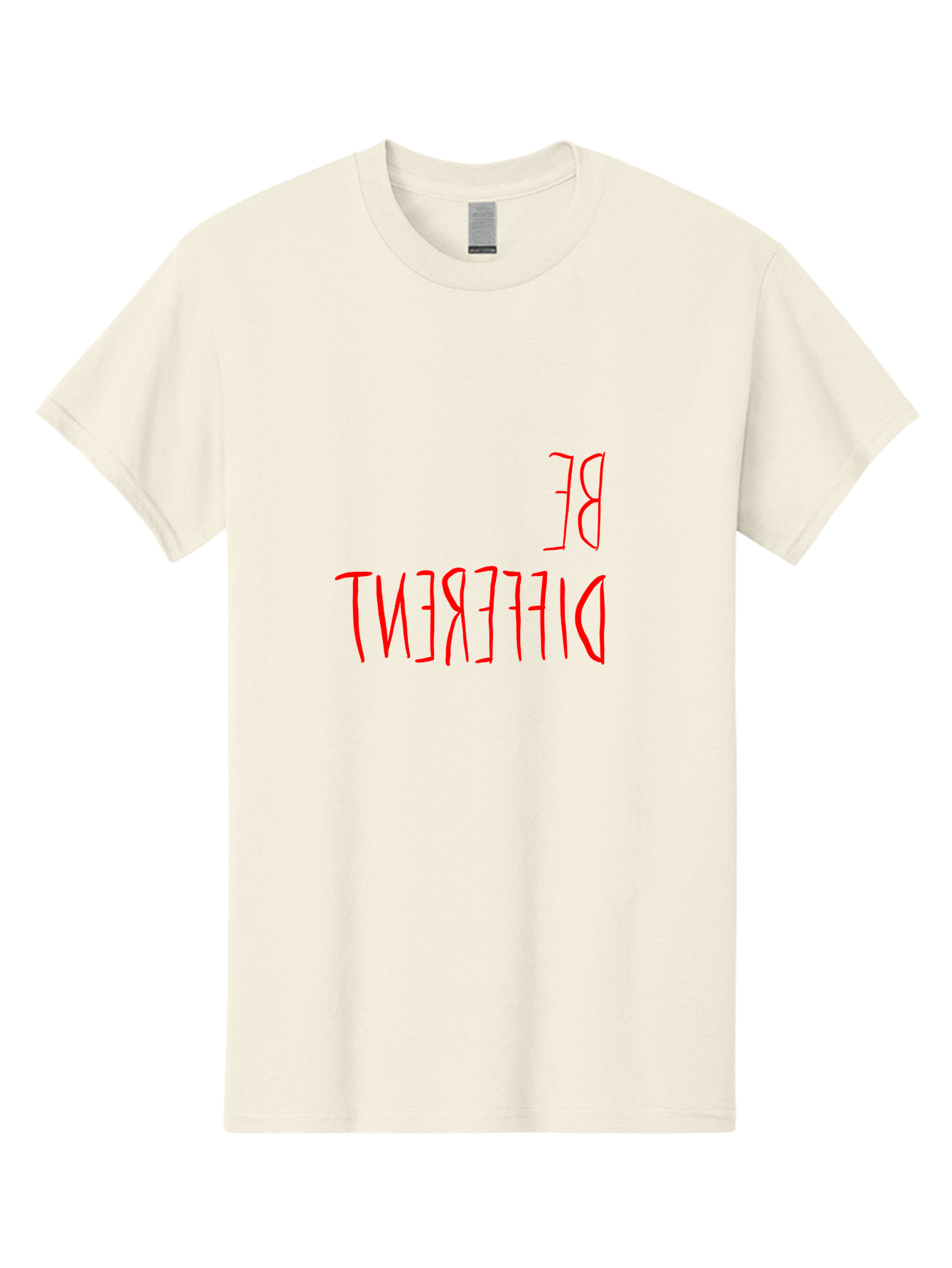 Be-Different Men'S Graphic Tee, 100% Cotton, Comfortable Casual Summer Wear, Machine Washable, Inspirational Quote, Motivational Text, Bold Font, Red Lettering, Quirky Typography, Self-Expression, Individuality, Unique Style, - Aaa009