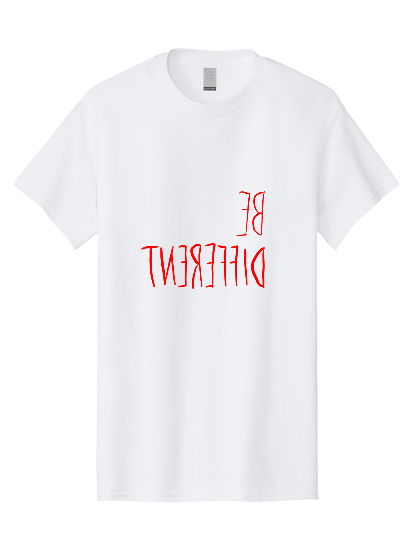 Be-Different Men'S Graphic Tee, 100% Cotton, Comfortable Casual Summer Wear, Machine Washable, Inspirational Quote, Motivational Text, Bold Font, Red Lettering, Quirky Typography, Self-Expression, Individuality, Unique Style, - Aaa009