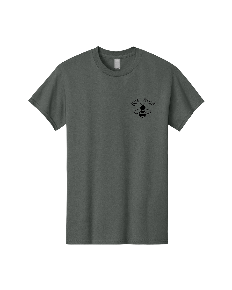 Bee-Nice Men'S Graphic Tee, 100% Cotton, Comfortable Casual Summer Wear, Machine Washable, Bee Illustration, Black And White Bee, Cute Bee, Bee Design, Honey Bee, Kindness Message, Positive Vibes, Bee Graphic, Bee Logo, Inspirational Quote - Aaa010