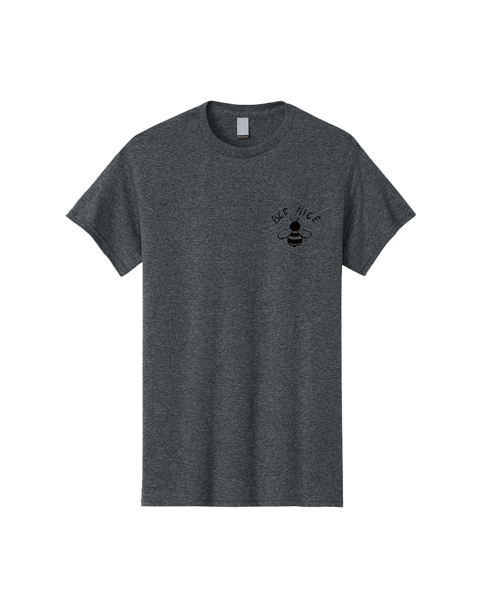 Bee-Nice Men'S Graphic Tee, 100% Cotton, Comfortable Casual Summer Wear, Machine Washable, Bee Illustration, Black And White Bee, Cute Bee, Bee Design, Honey Bee, Kindness Message, Positive Vibes, Bee Graphic, Bee Logo, Inspirational Quote - Aaa010