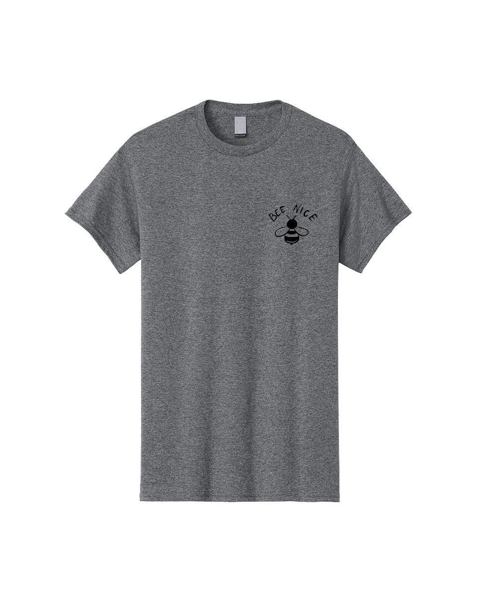 Bee-Nice Men'S Graphic Tee, 100% Cotton, Comfortable Casual Summer Wear, Machine Washable, Bee Illustration, Black And White Bee, Cute Bee, Bee Design, Honey Bee, Kindness Message, Positive Vibes, Bee Graphic, Bee Logo, Inspirational Quote - Aaa010