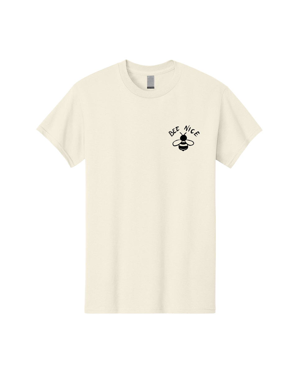 Bee-Nice Men'S Graphic Tee, 100% Cotton, Comfortable Casual Summer Wear, Machine Washable, Bee Illustration, Black And White Bee, Cute Bee, Bee Design, Honey Bee, Kindness Message, Positive Vibes, Bee Graphic, Bee Logo, Inspirational Quote - Aaa010