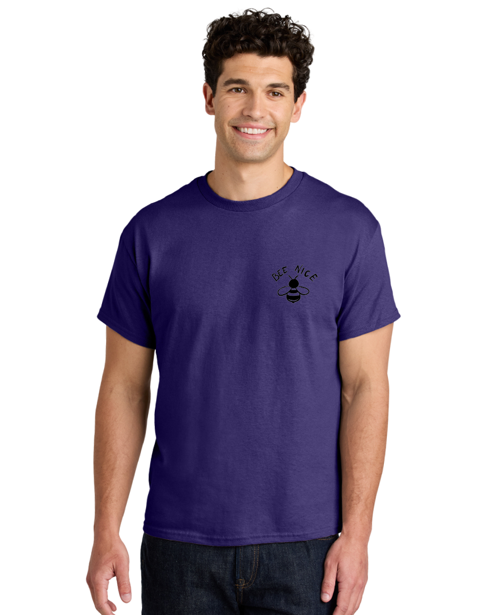 Bee-Nice Men'S Graphic Tee, 100% Cotton, Comfortable Casual Summer Wear, Machine Washable, Bee Illustration, Black And White Bee, Cute Bee, Bee Design, Honey Bee, Kindness Message, Positive Vibes, Bee Graphic, Bee Logo, Inspirational Quote - Aaa010
