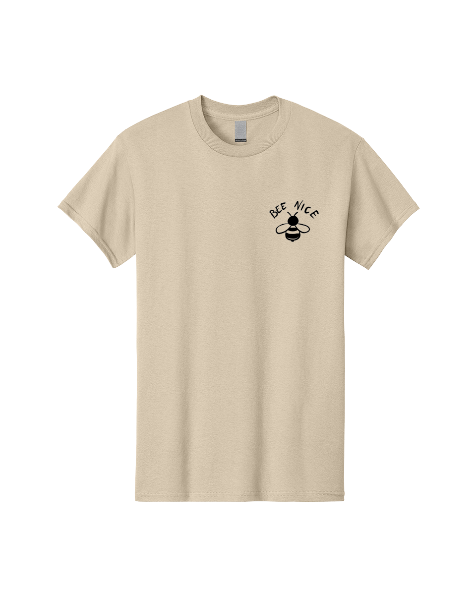 Bee-Nice Men'S Graphic Tee, 100% Cotton, Comfortable Casual Summer Wear, Machine Washable, Bee Illustration, Black And White Bee, Cute Bee, Bee Design, Honey Bee, Kindness Message, Positive Vibes, Bee Graphic, Bee Logo, Inspirational Quote - Aaa010