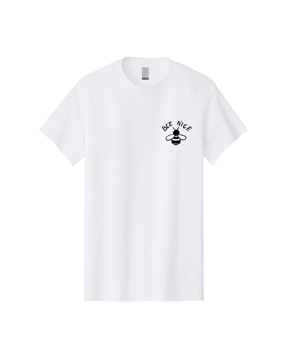 Bee-Nice Men'S Graphic Tee, 100% Cotton, Comfortable Casual Summer Wear, Machine Washable, Bee Illustration, Black And White Bee, Cute Bee, Bee Design, Honey Bee, Kindness Message, Positive Vibes, Bee Graphic, Bee Logo, Inspirational Quote - Aaa010