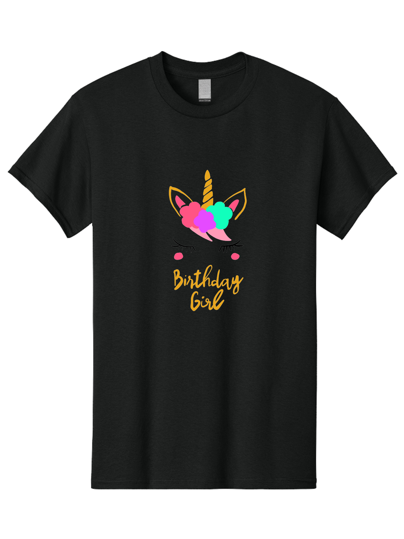 Birthday-Girl Men'S Graphic Tee, 100% Cotton, Comfortable Casual Summer Wear, Machine Washable, Unicorn Face, Colorful Mane, Birthday Girl, Pastel Colors, Yellow Horn, Pink Tears, Eyelashes, Festive Design, Celebration, Fun, Whimsical, - Aaa013