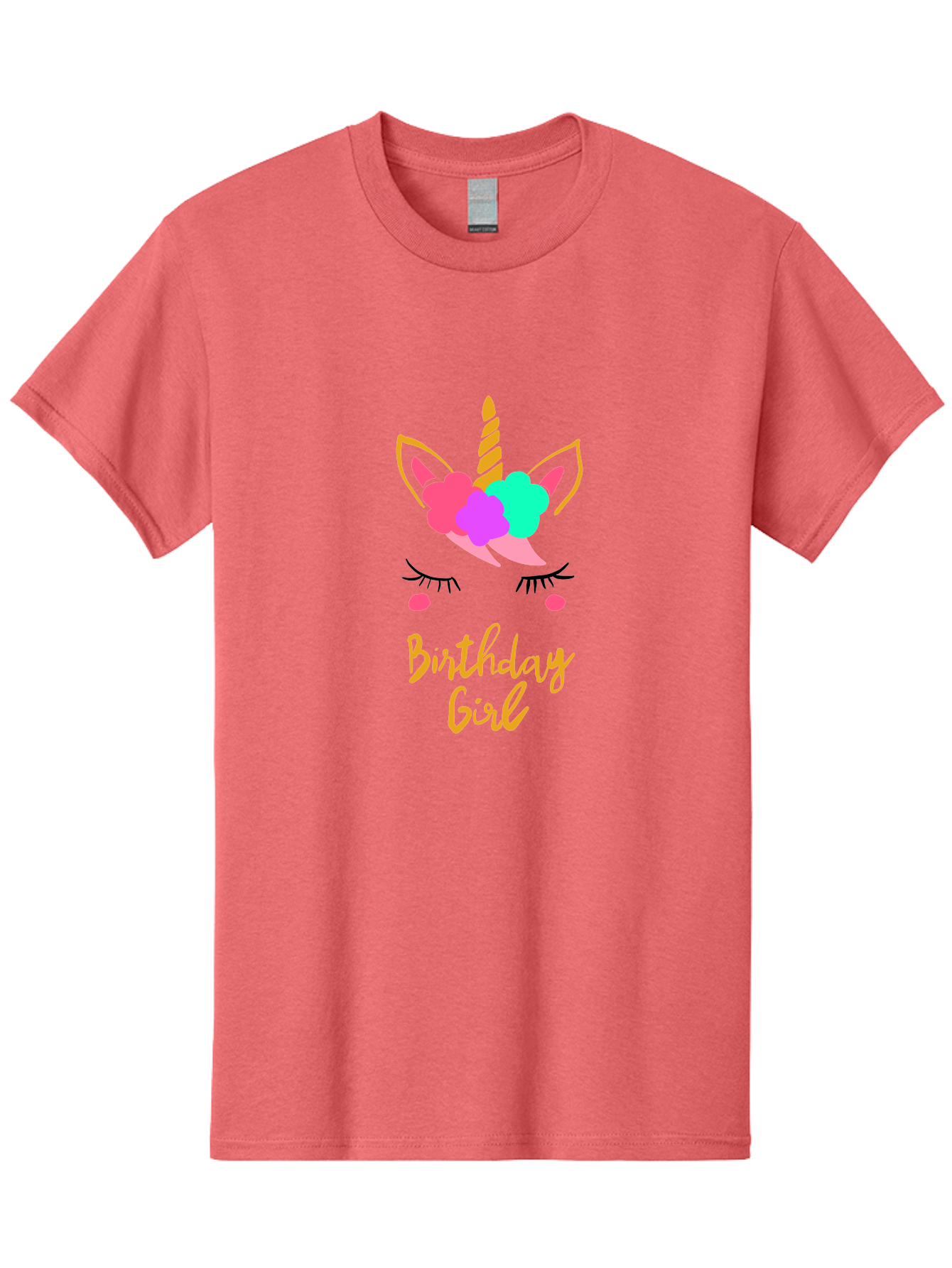 Birthday-Girl Men'S Graphic Tee, 100% Cotton, Comfortable Casual Summer Wear, Machine Washable, Unicorn Face, Colorful Mane, Birthday Girl, Pastel Colors, Yellow Horn, Pink Tears, Eyelashes, Festive Design, Celebration, Fun, Whimsical, - Aaa013