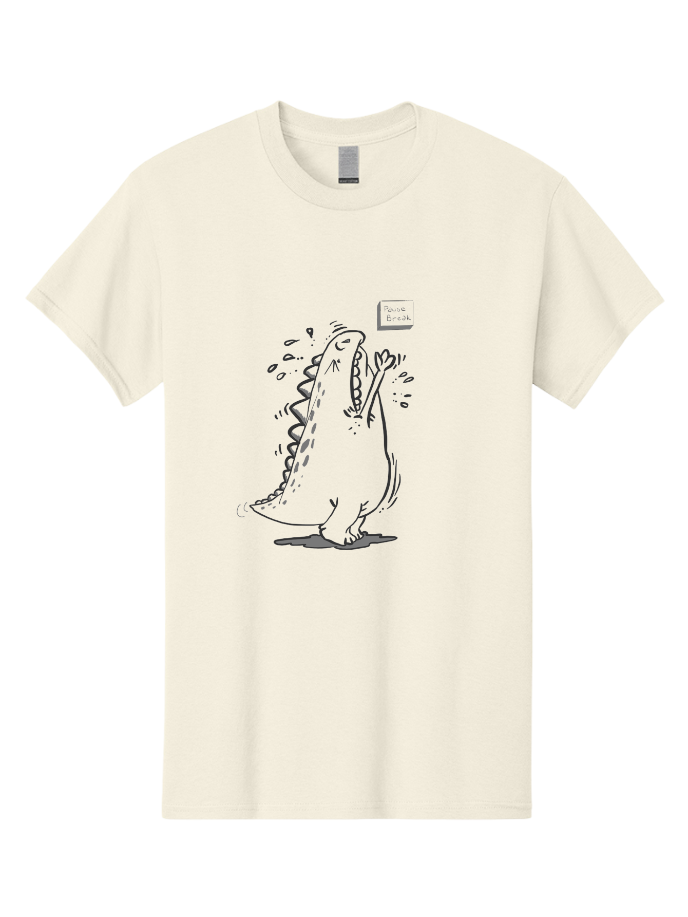 Black-Dog-Eats Men'S Graphic Tee, 100% Cotton, Comfortable Casual Summer Wear, Machine Washable, Cartoon Dinosaur, Singing Or Screaming, Music Or Sound Effects, Dynamic Pose, Stylized Illustration, Graphic Design, Humorous Art, - Aaa014