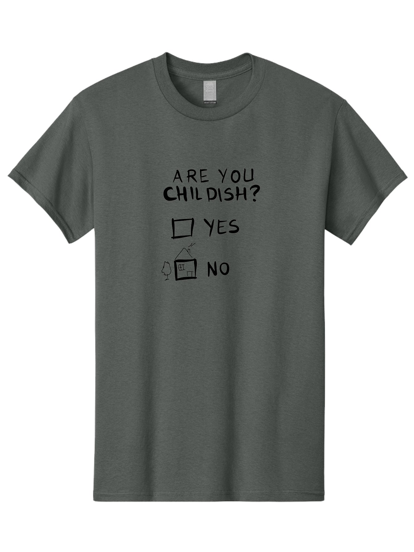 Childish-Quiz Men'S Graphic Tee, 100% Cotton, Comfortable Casual Summer Wear, Machine Washable, Childish Personality, Personality Quiz, Checkbox Design, Yes Or No Question, Doodle Art, Playful Illustration, Quirky Humor, Funny Graphics - Aaa019