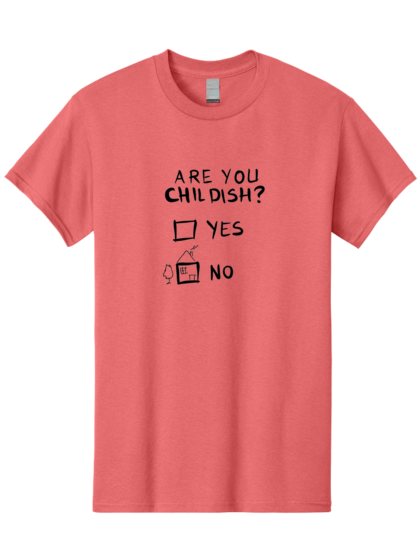 Childish-Quiz Men'S Graphic Tee, 100% Cotton, Comfortable Casual Summer Wear, Machine Washable, Childish Personality, Personality Quiz, Checkbox Design, Yes Or No Question, Doodle Art, Playful Illustration, Quirky Humor, Funny Graphics - Aaa019