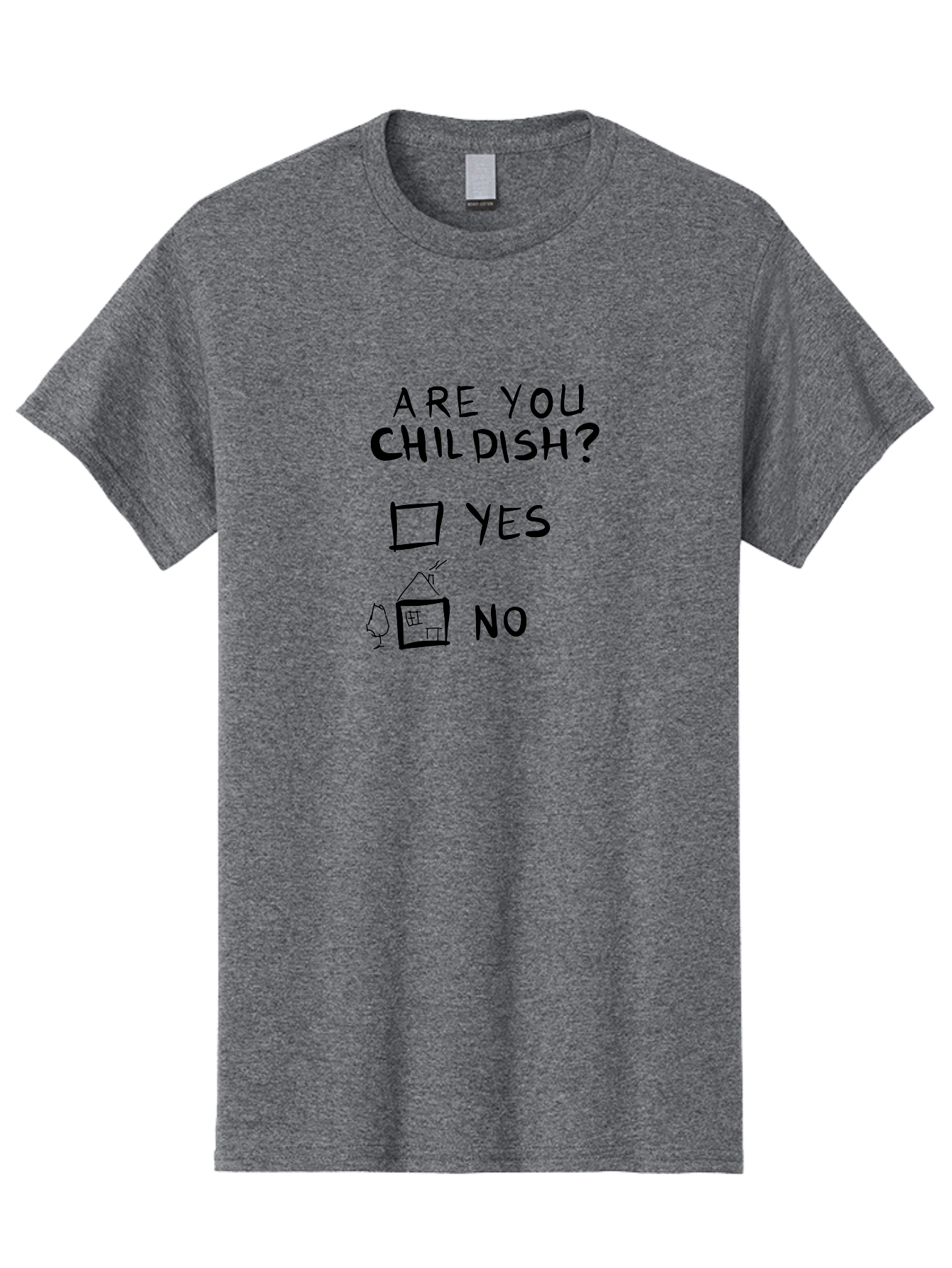 Childish-Quiz Men'S Graphic Tee, 100% Cotton, Comfortable Casual Summer Wear, Machine Washable, Childish Personality, Personality Quiz, Checkbox Design, Yes Or No Question, Doodle Art, Playful Illustration, Quirky Humor, Funny Graphics - Aaa019