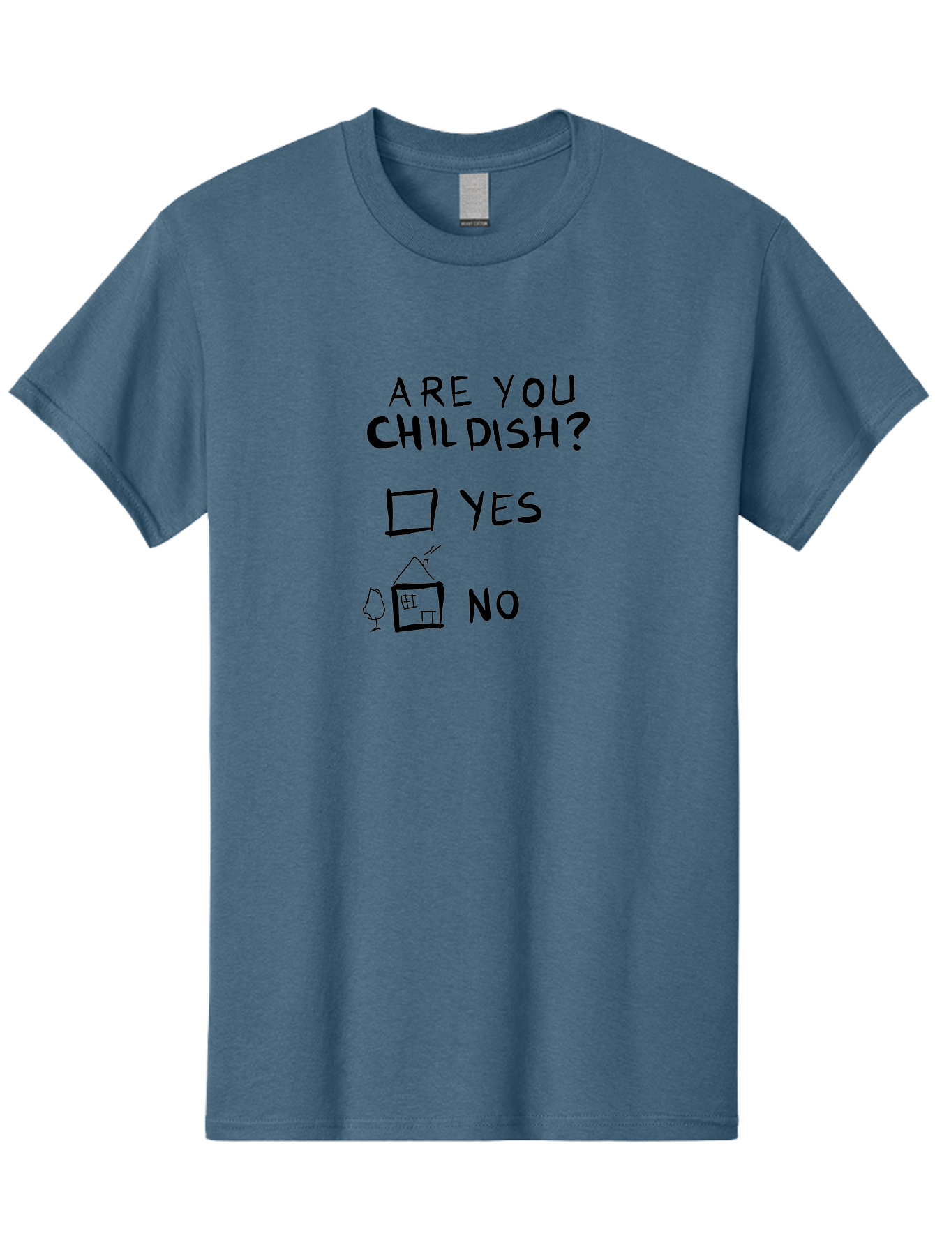 Childish-Quiz Men'S Graphic Tee, 100% Cotton, Comfortable Casual Summer Wear, Machine Washable, Childish Personality, Personality Quiz, Checkbox Design, Yes Or No Question, Doodle Art, Playful Illustration, Quirky Humor, Funny Graphics - Aaa019