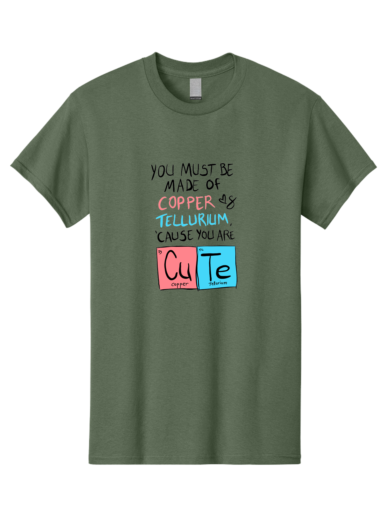 Cute-Chemistry-Pun Men'S Graphic Tee, 100% Cotton, Comfortable Casual Summer Wear, Machine Washable, Cute Chemistry Pun, Periodic Table Elements, Copper And Tellurium, Chemistry Joke, Science Humor, Funny Quote, Playful Design, - Aaa022