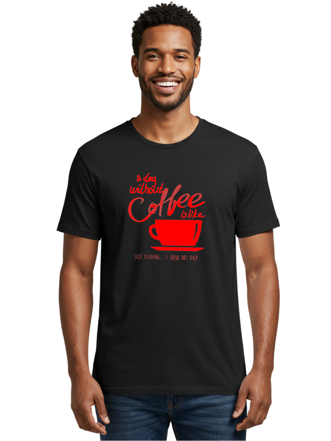Day-Without-Coffee Men'S Graphic Tee, 100% Cotton, Comfortable Casual Summer Wear, Machine Washable, Coffee Lover, Caffeine Addiction, Morning Coffee, Coffee Quote, Coffee Humor, Coffee Joke, Red Coffee Cup - Aaa023
