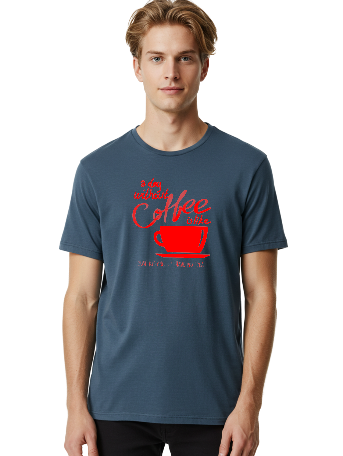 Day-Without-Coffee Men'S Graphic Tee, 100% Cotton, Comfortable Casual Summer Wear, Machine Washable, Coffee Lover, Caffeine Addiction, Morning Coffee, Coffee Quote, Coffee Humor, Coffee Joke, Red Coffee Cup - Aaa023