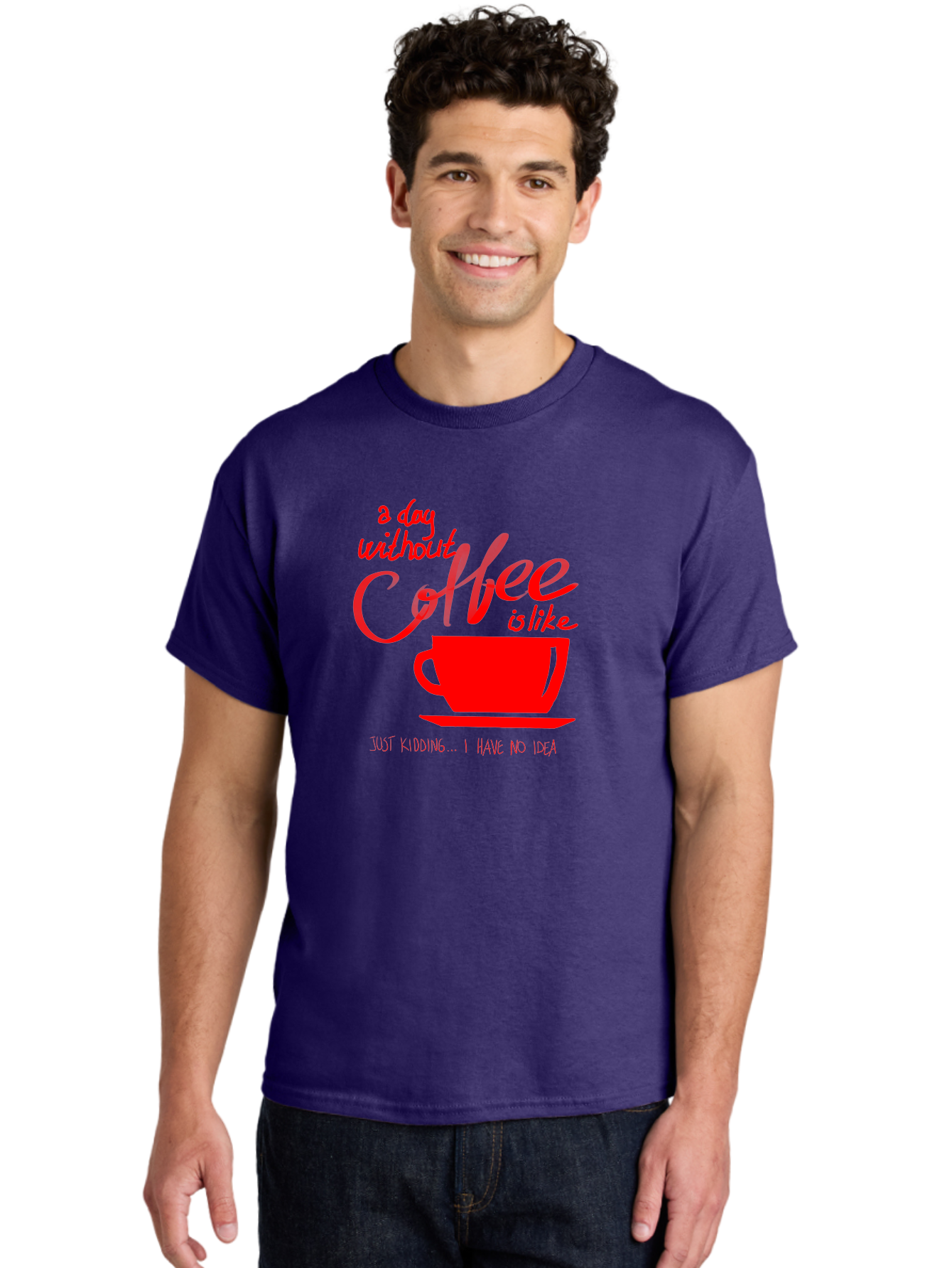 Day-Without-Coffee Men'S Graphic Tee, 100% Cotton, Comfortable Casual Summer Wear, Machine Washable, Coffee Lover, Caffeine Addiction, Morning Coffee, Coffee Quote, Coffee Humor, Coffee Joke, Red Coffee Cup - Aaa023