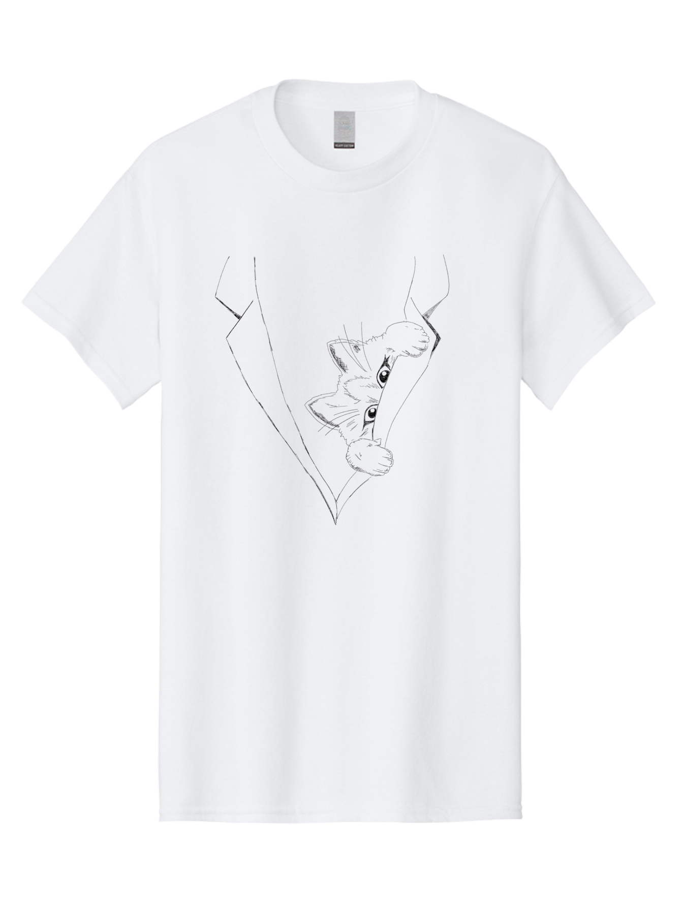 Dog-In-Diamond Men'S Graphic Tee, 100% Cotton, Comfortable Casual Summer Wear, Machine Washable, Cat In Tuxedo, Feline Fashion, Elegant Cat, Black Line Art, Whimsical Design, Stylized Illustration, Cute Cartoon, Cat Face, Stylish Accessory, - Aaa024