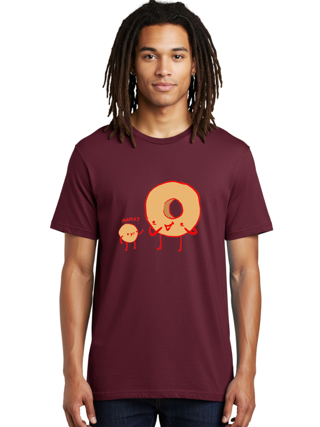 Donut-And-Ball Men'S Graphic Tee, 100% Cotton, Comfortable Casual Summer Wear, Machine Washable, Cartoon Donut, Donut Character, Cute Donut, Child Donut, Mama Donut, Sweet Treat, Funny Illustration, Donut Love, Animated Donut - Aaa026