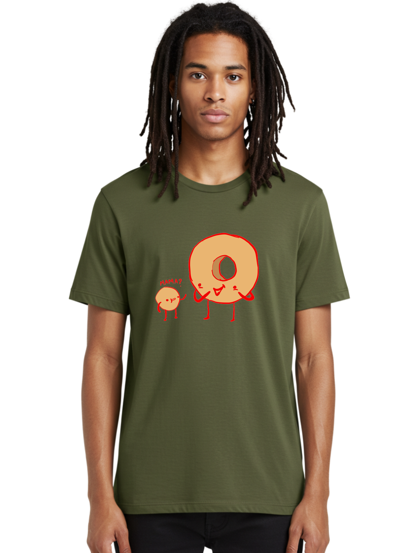 Donut-And-Ball Men'S Graphic Tee, 100% Cotton, Comfortable Casual Summer Wear, Machine Washable, Cartoon Donut, Donut Character, Cute Donut, Child Donut, Mama Donut, Sweet Treat, Funny Illustration, Donut Love, Animated Donut - Aaa026