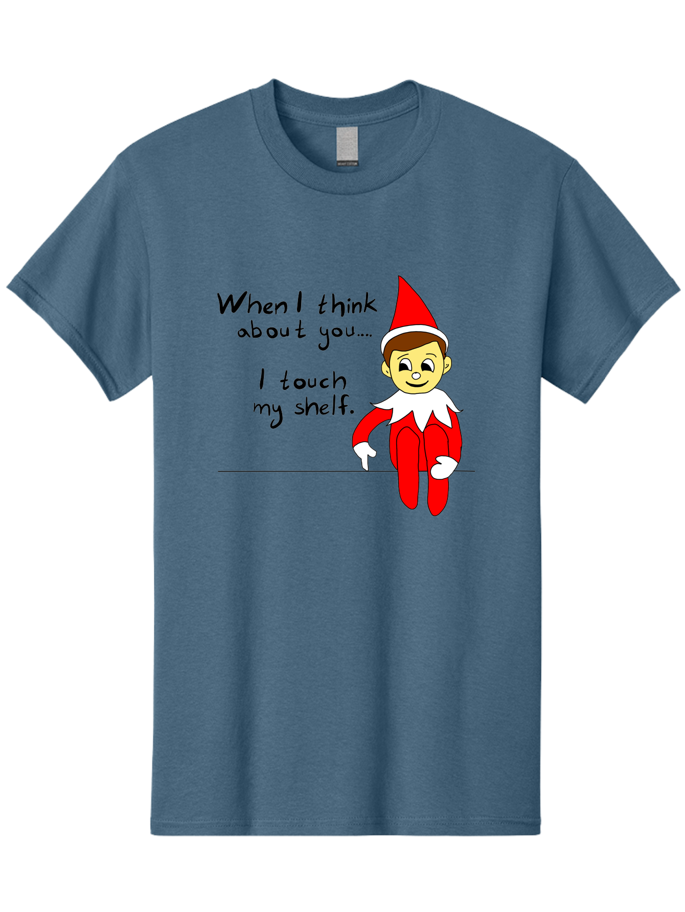 Elf-On-The-Shelf-Meme Men'S Graphic Tee, 100% Cotton, Comfortable Casual Summer Wear, Machine Washable, Elf On The Shelf, Christmas Humor, Funny Elf, Holiday Jokes, Christmas Fun, Elf Antics, Festive Humor - Aaa031