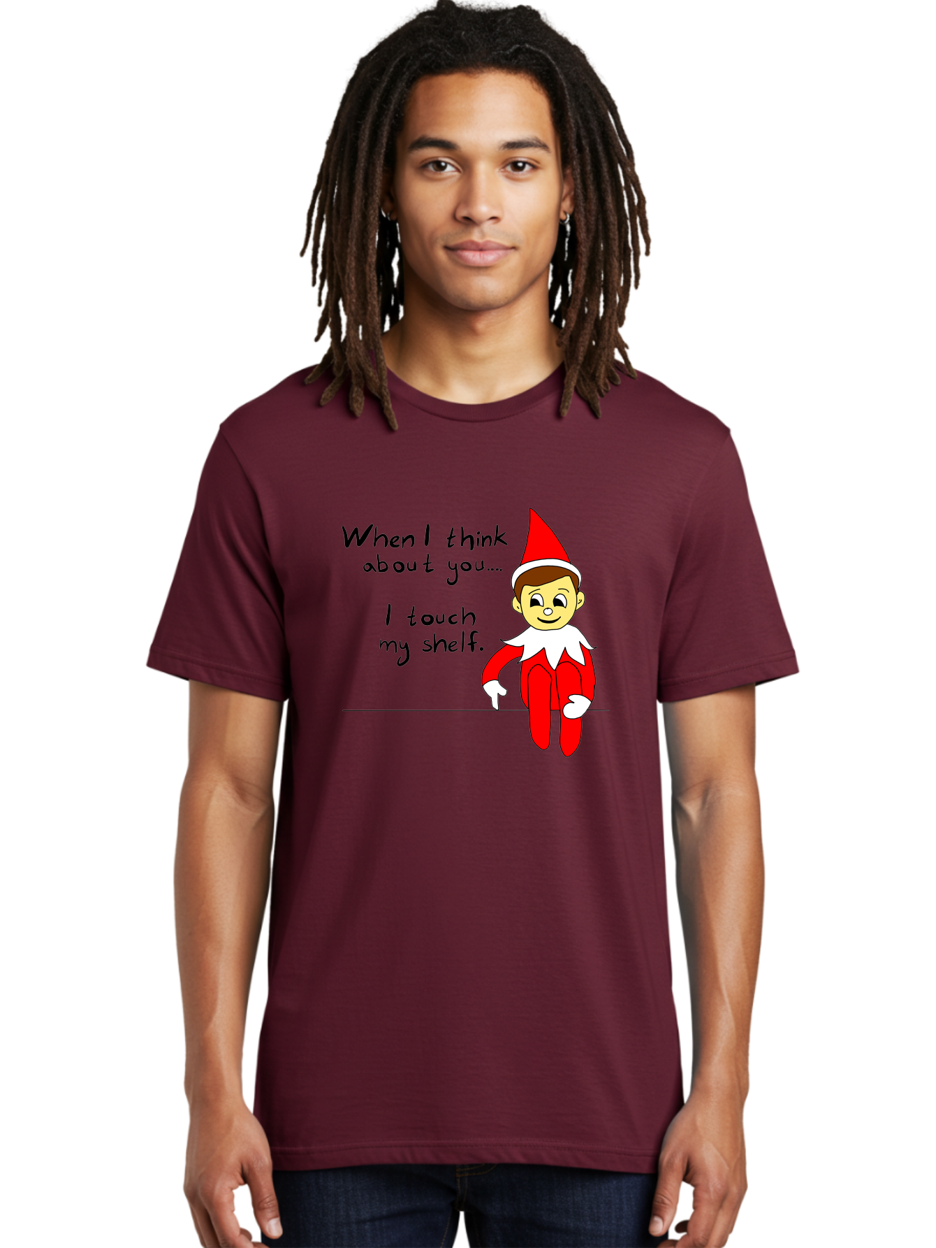 Elf-On-The-Shelf-Meme Men'S Graphic Tee, 100% Cotton, Comfortable Casual Summer Wear, Machine Washable, Elf On The Shelf, Christmas Humor, Funny Elf, Holiday Jokes, Christmas Fun, Elf Antics, Festive Humor - Aaa031