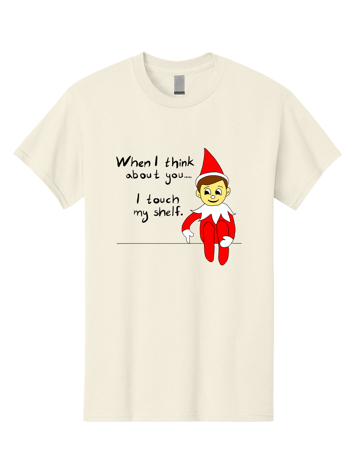 Elf-On-The-Shelf-Meme Men'S Graphic Tee, 100% Cotton, Comfortable Casual Summer Wear, Machine Washable, Elf On The Shelf, Christmas Humor, Funny Elf, Holiday Jokes, Christmas Fun, Elf Antics, Festive Humor - Aaa031