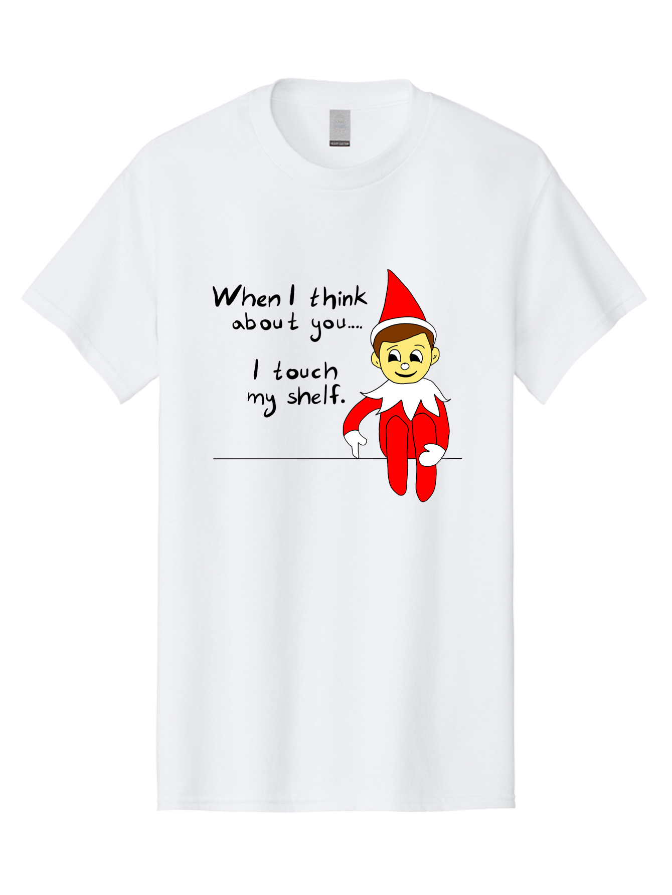 Elf-On-The-Shelf-Meme Men'S Graphic Tee, 100% Cotton, Comfortable Casual Summer Wear, Machine Washable, Elf On The Shelf, Christmas Humor, Funny Elf, Holiday Jokes, Christmas Fun, Elf Antics, Festive Humor - Aaa031