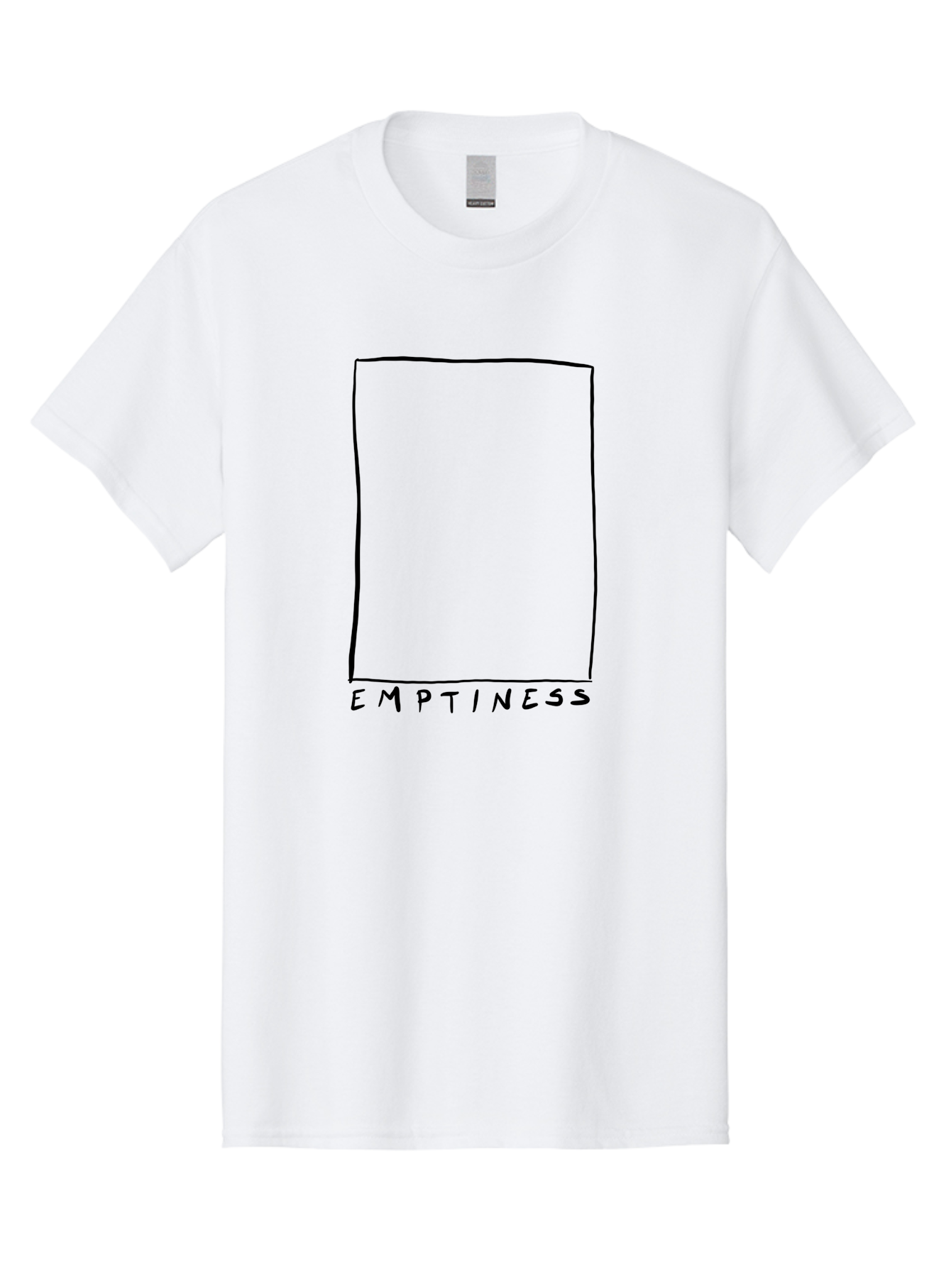 Emptiness Men'S Graphic Tee, 100% Cotton, Comfortable Casual Summer Wear, Machine Washable, Hand Drawn Rectangle, Empty Space, Minimalist Design, Abstract Art, Void, Blank Slate, Simplicity, Monochrome Illustration, Abstract Expressionism - Aaa032