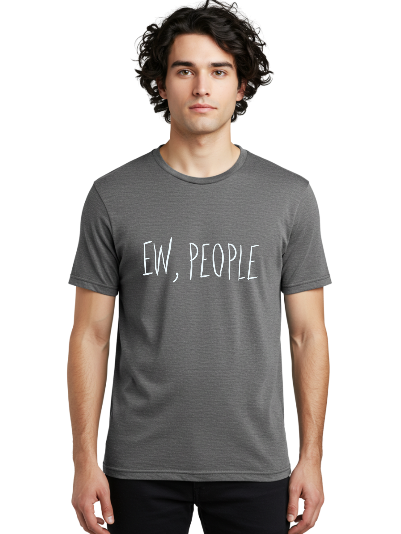 Ew-People Men'S Graphic Tee, 100% Cotton, Comfortable Casual Summer Wear, Machine Washable, Funny Quote, Witty Saying, Sassy Phrase, Relatable Humor, Playful Text, Handwriting Style, Quirky Design, Social Media Meme - Aaa034