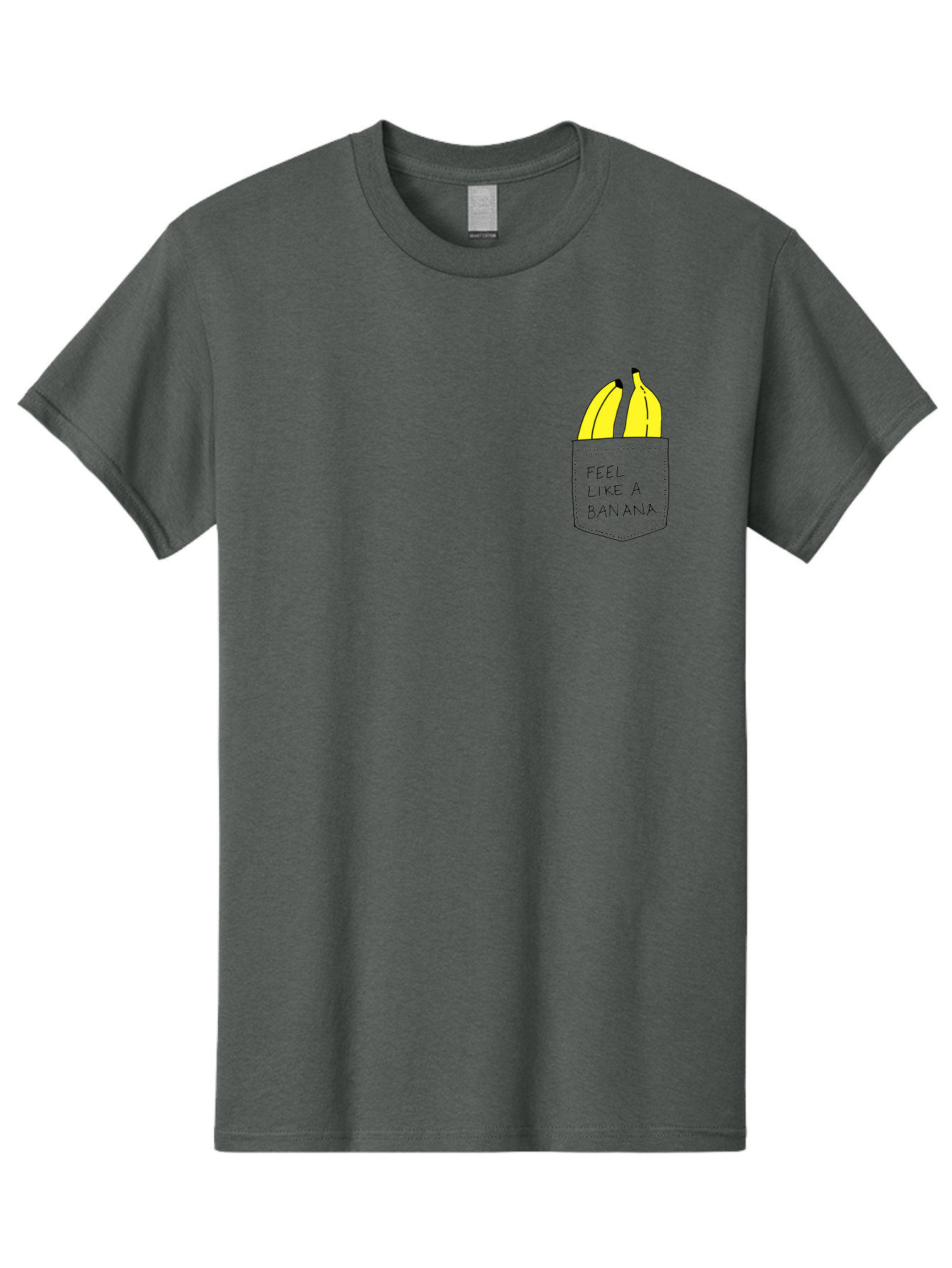 Feel-Like-A-Banana Men'S Graphic Tee, 100% Cotton, Comfortable Casual Summer Wear, Machine Washable, Yellow Bananas, Playful Illustration, Pocket With Text, Humorous Quote, Funny Design, Quirky Art, Banana Theme, Creative Typography, - Aaa036