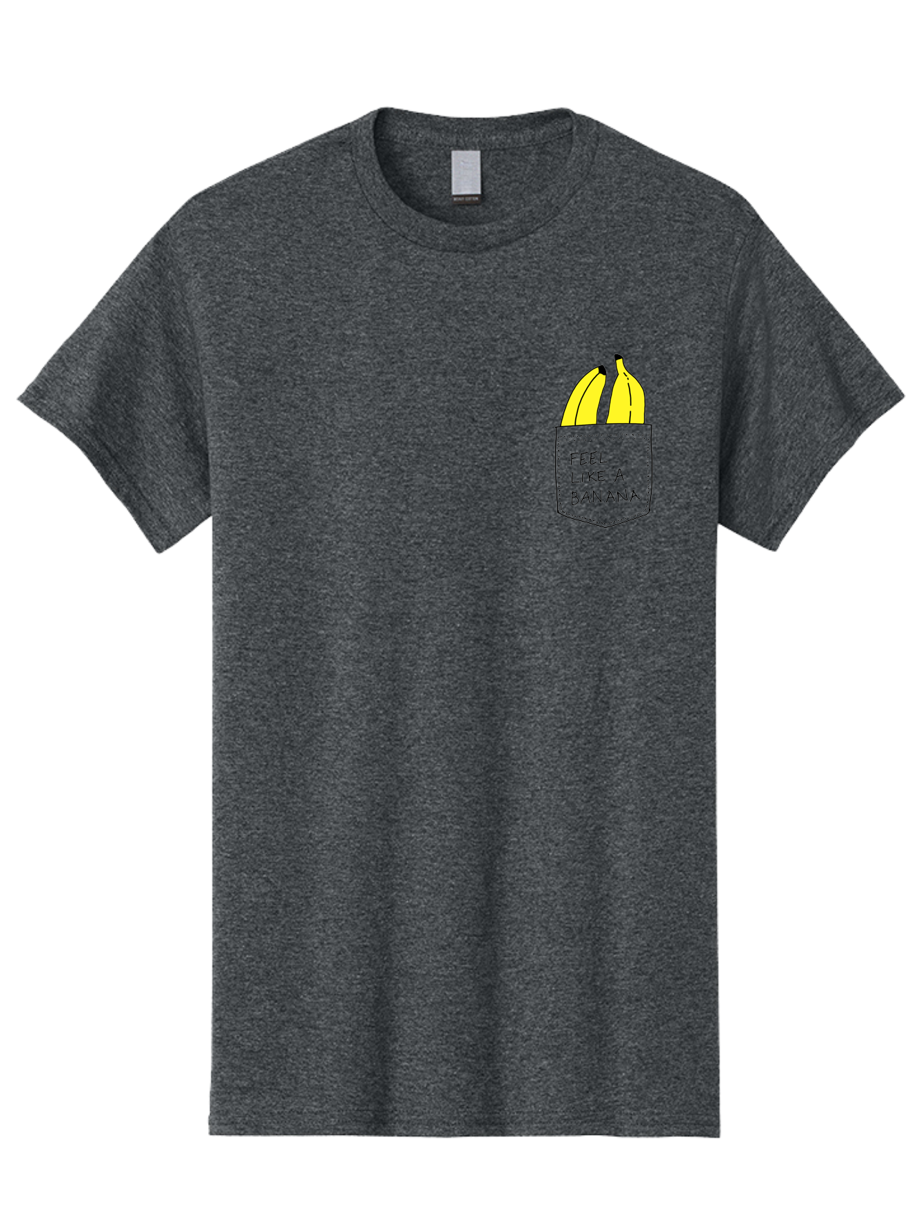 Feel-Like-A-Banana Men'S Graphic Tee, 100% Cotton, Comfortable Casual Summer Wear, Machine Washable, Yellow Bananas, Playful Illustration, Pocket With Text, Humorous Quote, Funny Design, Quirky Art, Banana Theme, Creative Typography, - Aaa036