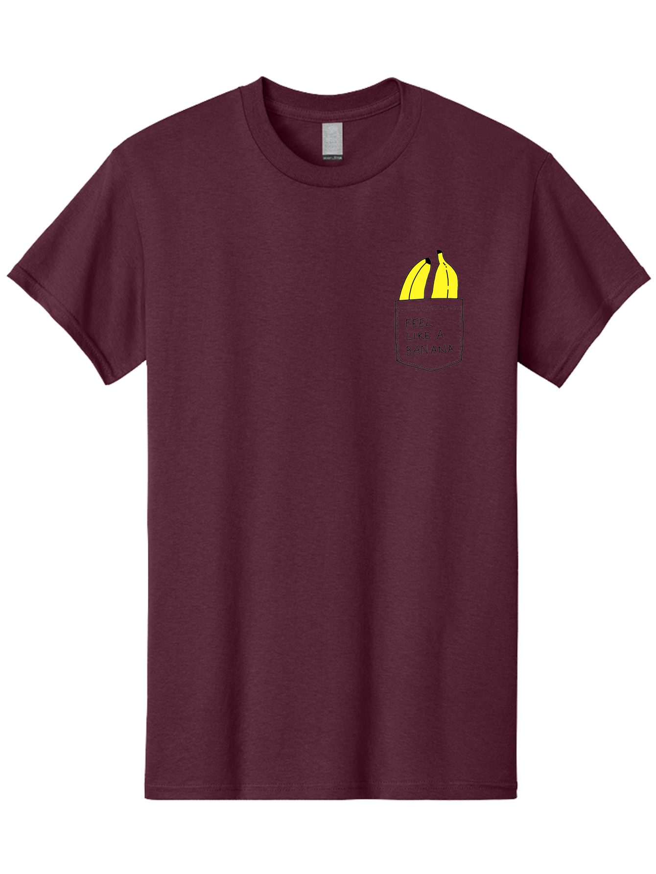 Feel-Like-A-Banana Men'S Graphic Tee, 100% Cotton, Comfortable Casual Summer Wear, Machine Washable, Yellow Bananas, Playful Illustration, Pocket With Text, Humorous Quote, Funny Design, Quirky Art, Banana Theme, Creative Typography, - Aaa036