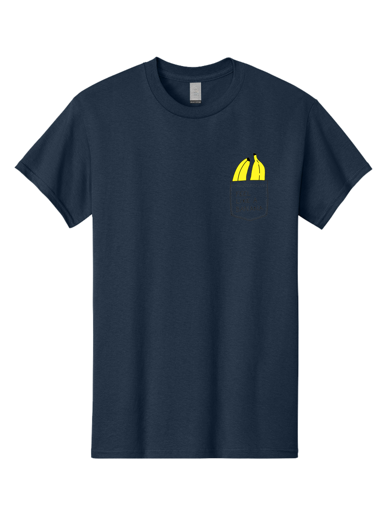 Feel-Like-A-Banana Men'S Graphic Tee, 100% Cotton, Comfortable Casual Summer Wear, Machine Washable, Yellow Bananas, Playful Illustration, Pocket With Text, Humorous Quote, Funny Design, Quirky Art, Banana Theme, Creative Typography, - Aaa036
