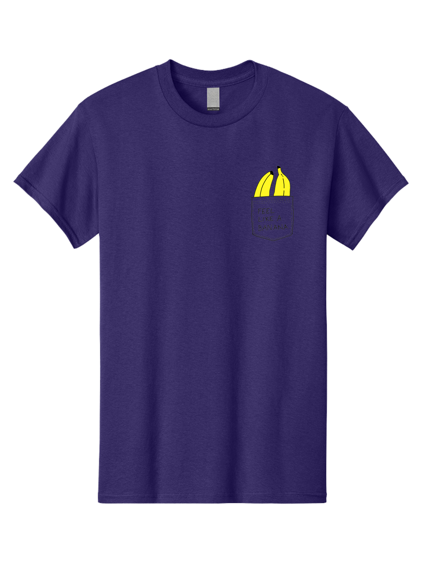 Feel-Like-A-Banana Men'S Graphic Tee, 100% Cotton, Comfortable Casual Summer Wear, Machine Washable, Yellow Bananas, Playful Illustration, Pocket With Text, Humorous Quote, Funny Design, Quirky Art, Banana Theme, Creative Typography, - Aaa036