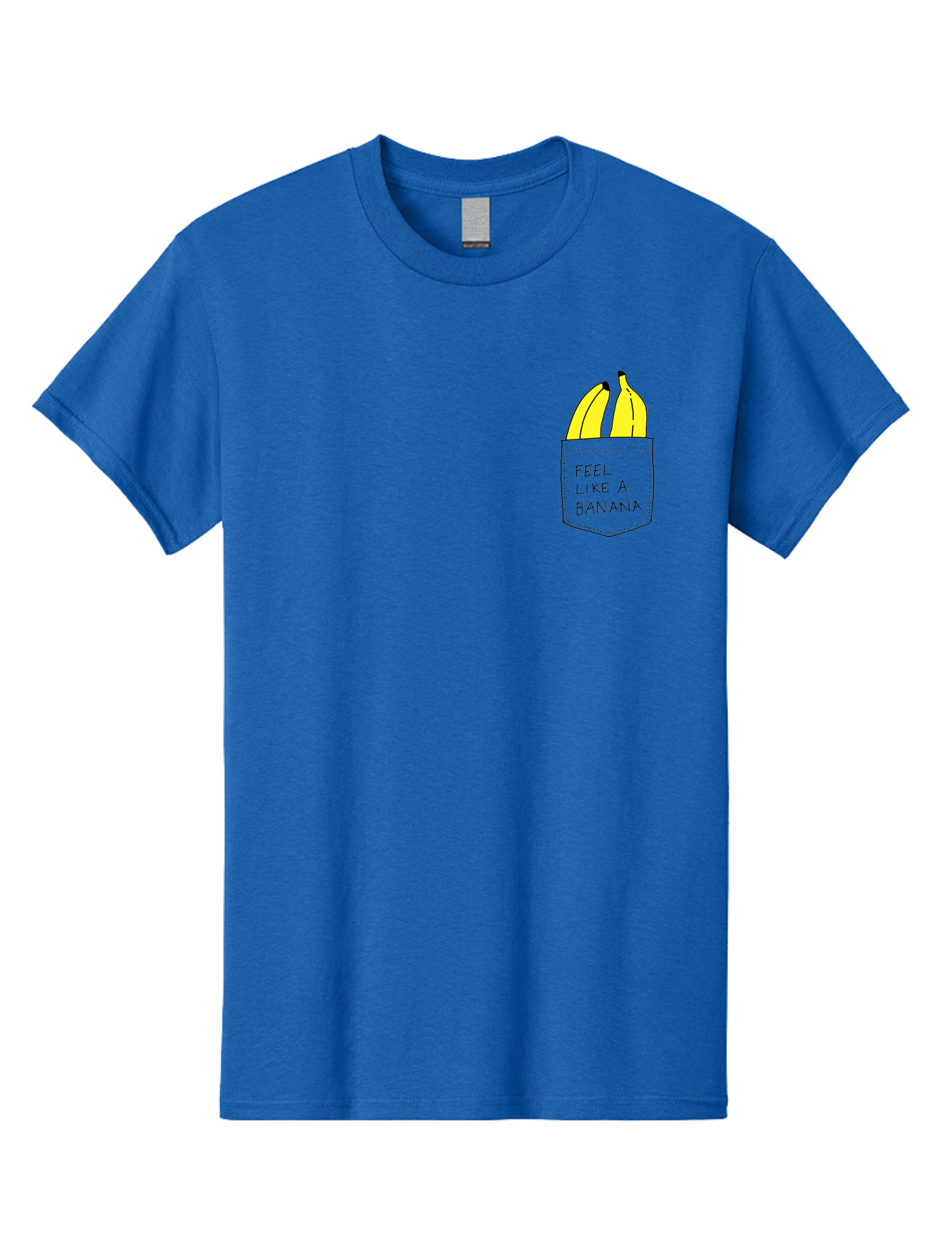 Feel-Like-A-Banana Men'S Graphic Tee, 100% Cotton, Comfortable Casual Summer Wear, Machine Washable, Yellow Bananas, Playful Illustration, Pocket With Text, Humorous Quote, Funny Design, Quirky Art, Banana Theme, Creative Typography, - Aaa036