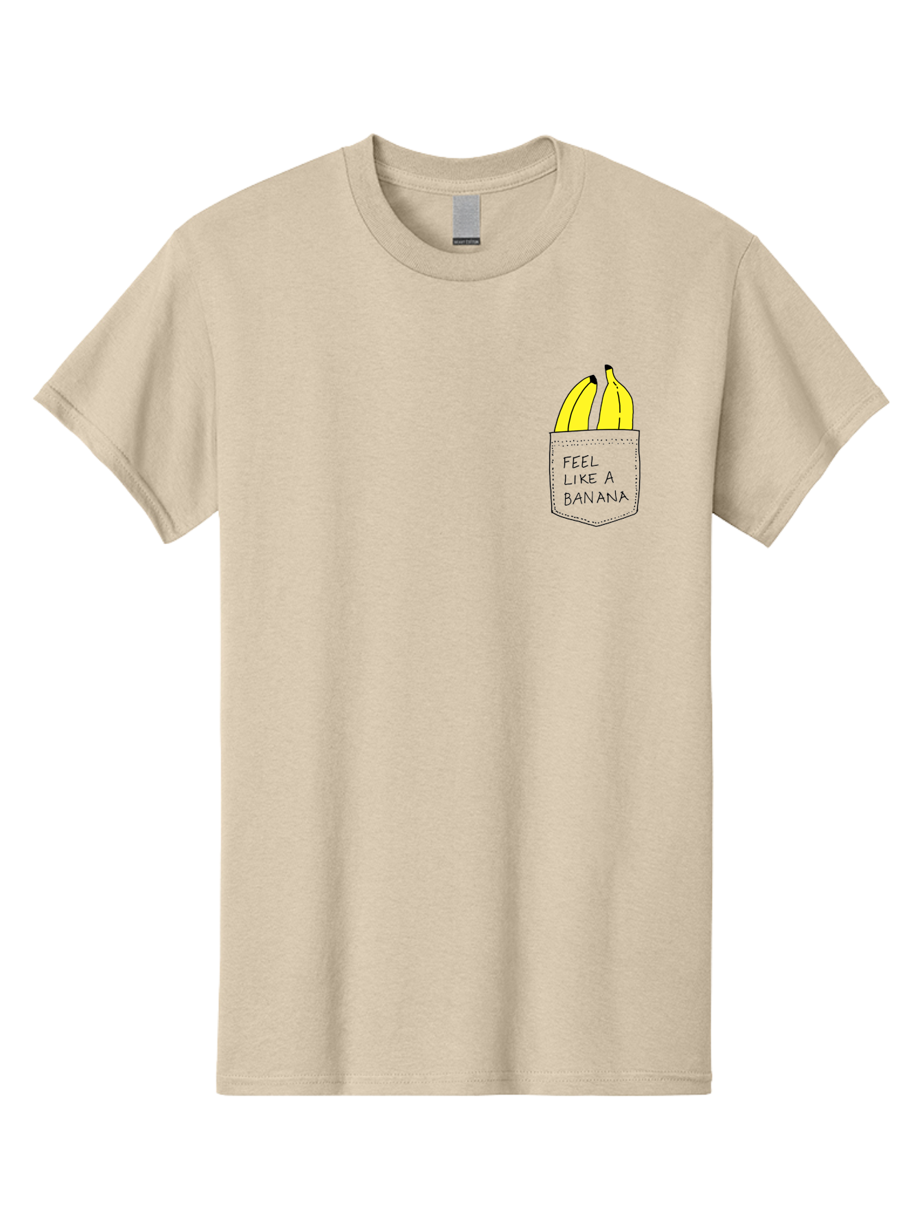 Feel-Like-A-Banana Men'S Graphic Tee, 100% Cotton, Comfortable Casual Summer Wear, Machine Washable, Yellow Bananas, Playful Illustration, Pocket With Text, Humorous Quote, Funny Design, Quirky Art, Banana Theme, Creative Typography, - Aaa036
