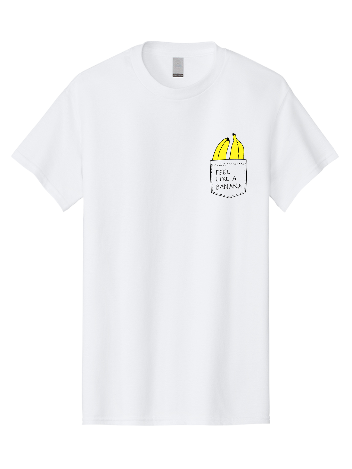 Feel-Like-A-Banana Men'S Graphic Tee, 100% Cotton, Comfortable Casual Summer Wear, Machine Washable, Yellow Bananas, Playful Illustration, Pocket With Text, Humorous Quote, Funny Design, Quirky Art, Banana Theme, Creative Typography, - Aaa036