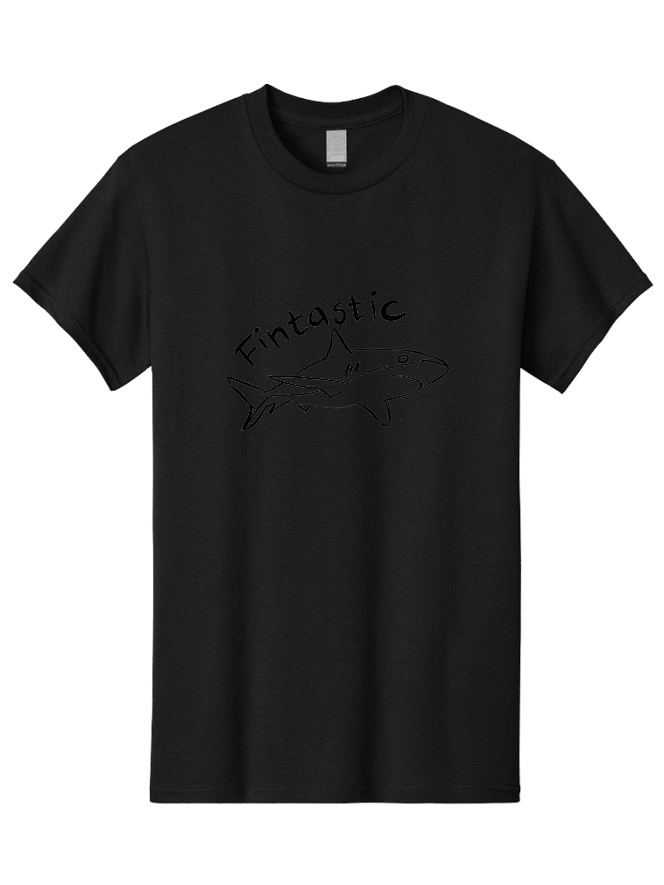 Fintastic-Shark Men'S Graphic Tee, 100% Cotton, Comfortable Casual Summer Wear, Machine Washable, Shark Graphic, Hand Drawn Illustration, Marine Life Art, Fin-Tastic Design, Ocean Creature, Cartoon Shark, Fish-Themed Graphic - Aaa038